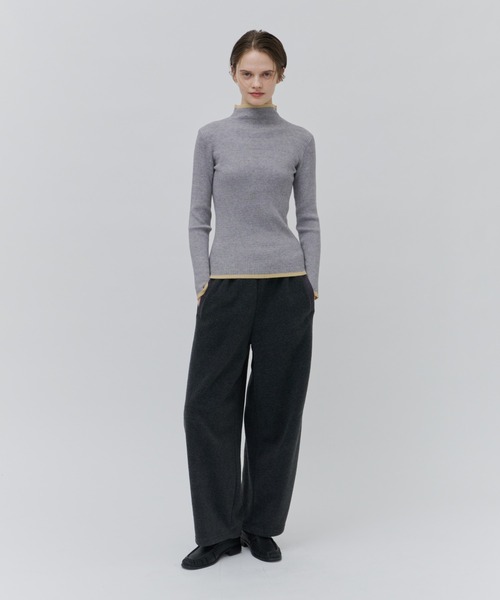 Plumel(プルメル)の「Bicolor Bottle Neck Rib Knit / バイカラーボトルネックリブニット(ニット/セーター・レディース・ブラウン/グレー/オフホワイト/ブラック・MEDIUM)」の16枚目の写真
