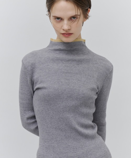 Plumel(プルメル)の「Bicolor Bottle Neck Rib Knit / バイカラーボトルネックリブニット(ニット/セーター・レディース・ブラウン/グレー/オフホワイト/ブラック・MEDIUM)」の14枚目の写真