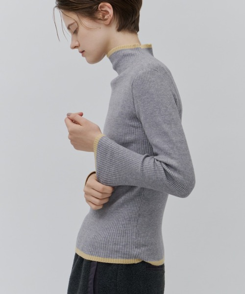 Plumel(プルメル)の「Bicolor Bottle Neck Rib Knit / バイカラーボトルネックリブニット(ニット/セーター・レディース・ブラウン/グレー/オフホワイト/ブラック・MEDIUM)」の11枚目の写真