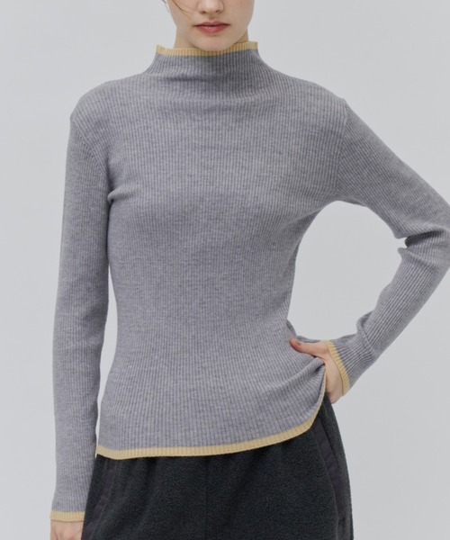 Plumel(プルメル)の「Bicolor Bottle Neck Rib Knit / バイカラーボトルネックリブニット(ニット/セーター・レディース・ブラウン/グレー/オフホワイト/ブラック・MEDIUM)」の12枚目の写真