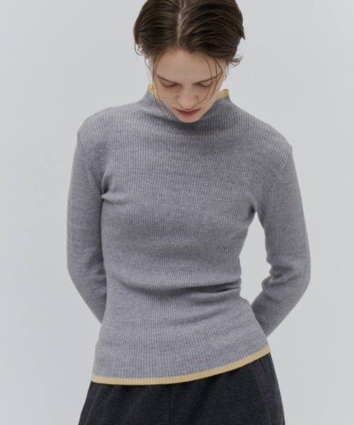 Plumel(プルメル)の「Bicolor Bottle Neck Rib Knit / バイカラーボトルネックリブニット(ニット/セーター・レディース・ブラウン/グレー/オフホワイト/ブラック・MEDIUM)」の13枚目の写真
