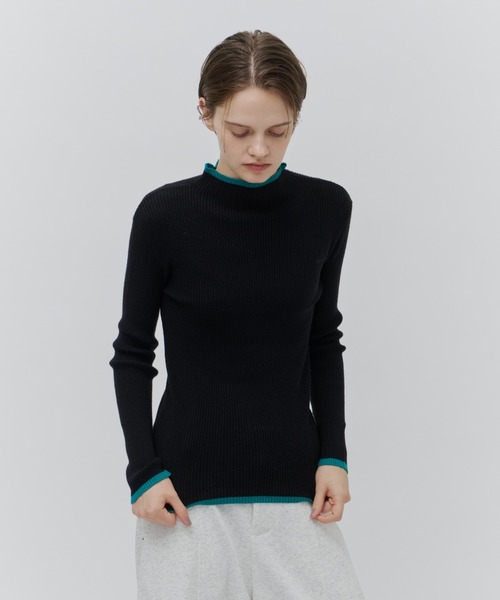 Plumel(プルメル)の「Bicolor Bottle Neck Rib Knit / バイカラーボトルネックリブニット(ニット/セーター・レディース・ブラウン/グレー/オフホワイト/ブラック・MEDIUM)」の20枚目の写真