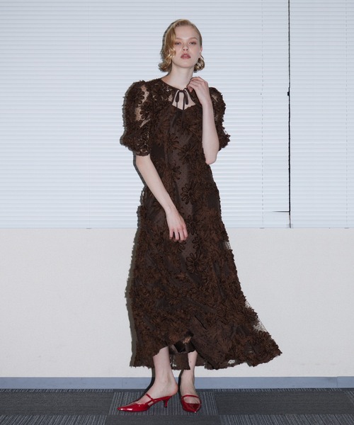 ANDRESD(アンドレスド)の「フロッキングボレロドレス / FLOCKING BOLERO DRESS(ドレス・レディース・ブラウン/グレー/ブラック・L/M/S)」の1枚目の写真