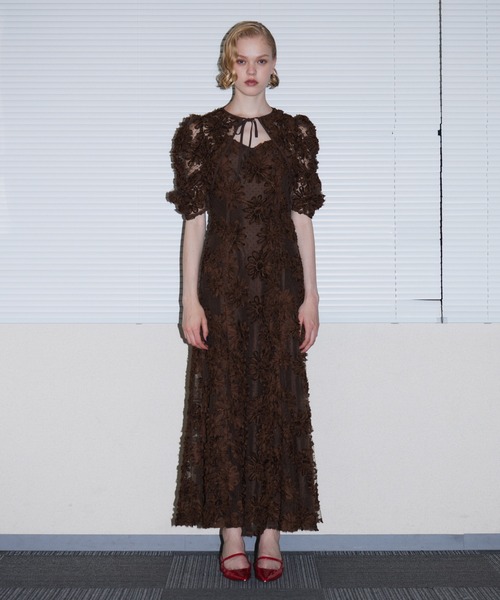 ANDRESD(アンドレスド)の「フロッキングボレロドレス / FLOCKING BOLERO DRESS(ドレス・レディース・ブラウン/グレー/ブラック・L/M/S)」の10枚目の写真