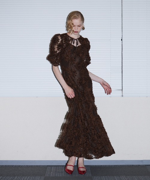 ANDRESD(アンドレスド)の「フロッキングボレロドレス / FLOCKING BOLERO DRESS(ドレス・レディース・ブラウン/グレー/ブラック・L/M/S)」の8枚目の写真