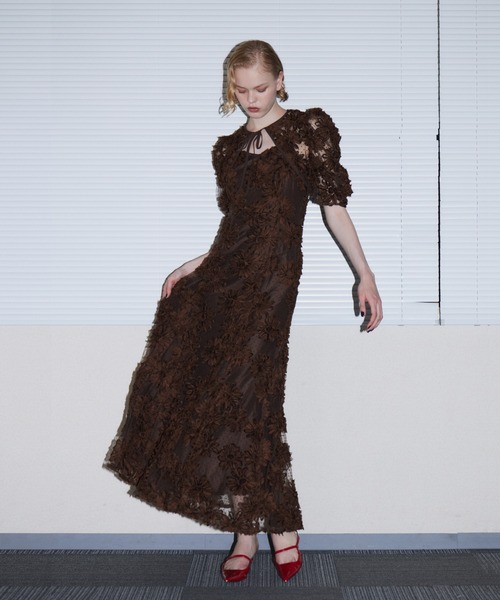 ANDRESD(アンドレスド)の「フロッキングボレロドレス / FLOCKING BOLERO DRESS(ドレス・レディース・ブラウン/グレー/ブラック・L/M/S)」の9枚目の写真