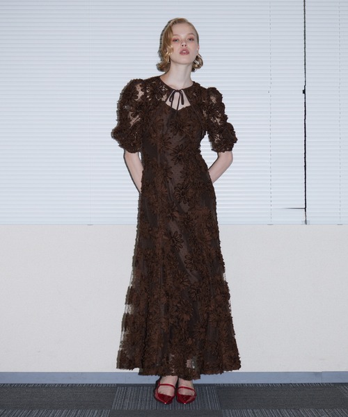 ANDRESD(アンドレスド)の「フロッキングボレロドレス / FLOCKING BOLERO DRESS(ドレス・レディース・ブラウン/グレー/ブラック・L/M/S)」の7枚目の写真