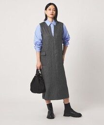ツイードライク キーネック ジャンパースカート ‐ウォッシャブル‐＜A DAY IN THE LIFE＞