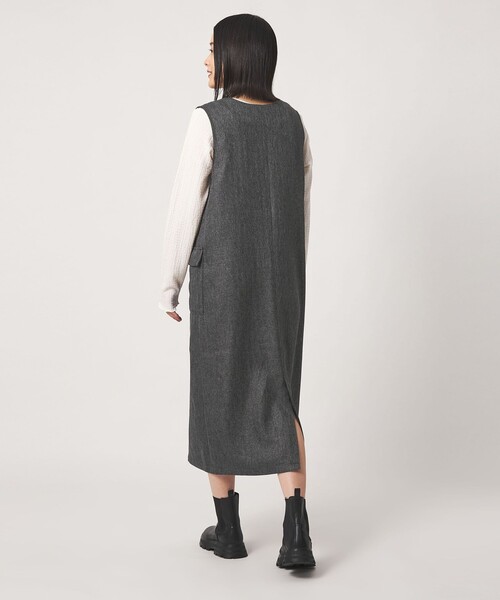 A DAY IN THE LIFE UNITED ARROWS(アデイインザライフユナイテッドアローズ)の「ツイードライク キーネック ジャンパースカート ‐ウォッシャブル‐<A DAY IN THE LIFE>(ワンピース・レディース・モカ/ダークグレー/その他1・FREE)」の5枚目の写真