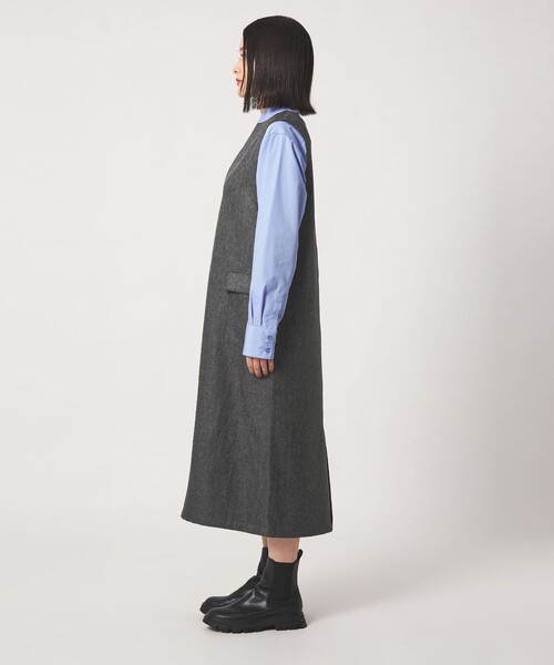 A DAY IN THE LIFE UNITED ARROWS(アデイインザライフユナイテッドアローズ)の「ツイードライク キーネック ジャンパースカート ‐ウォッシャブル‐<A DAY IN THE LIFE>(ワンピース・レディース・モカ/ダークグレー/その他1・FREE)」の7枚目の写真