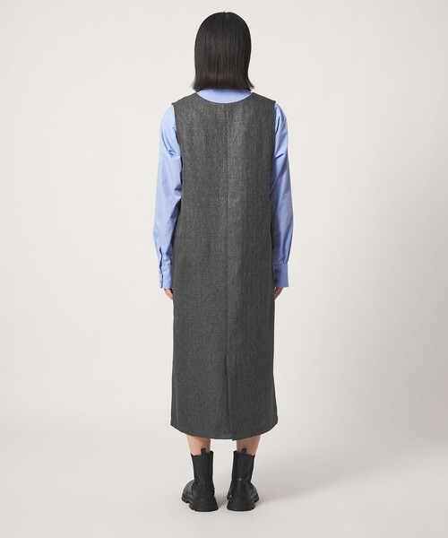 A DAY IN THE LIFE UNITED ARROWS(アデイインザライフユナイテッドアローズ)の「ツイードライク キーネック ジャンパースカート ‐ウォッシャブル‐<A DAY IN THE LIFE>(ワンピース・レディース・モカ/ダークグレー/その他1・FREE)」の8枚目の写真