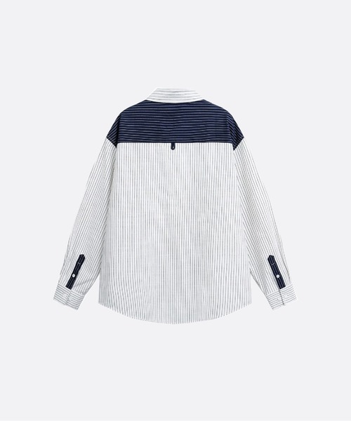 U:UME（ユーム）の「Contrast Stripe Panel Shirt（シャツ/ブラウス・メンズ・ホワイト・XX-LARGE/X-LARGE/LARGE/MEDIUM）」の2枚目の写真
