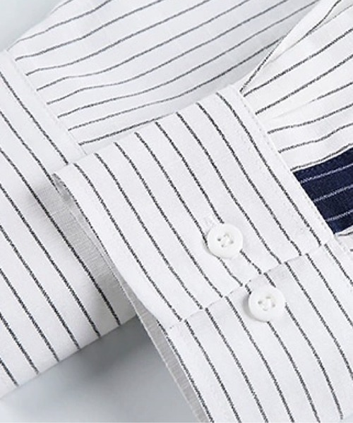 U:UME（ユーム）の「Contrast Stripe Panel Shirt（シャツ/ブラウス・メンズ・ホワイト・XX-LARGE/X-LARGE/LARGE/MEDIUM）」の4枚目の写真