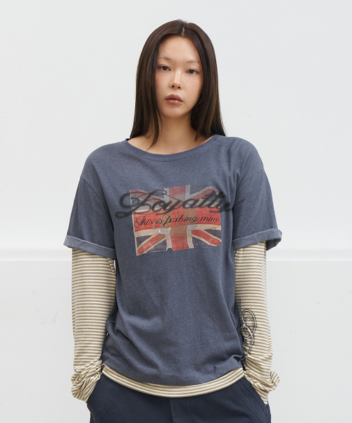 DEINET(ダイニット)の「LAYERED VINTAGE LONG SLEEVE IN NAVY(Tシャツ/カットソー・レディース・その他・FREE)」の1枚目の写真