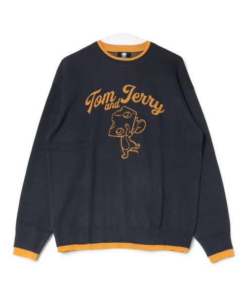 Tom&Jerry(トムアンドジェリー)の「【公式】トムとジェリー ダブルジャガードレイヤードニット(ニット/セーター・メンズ・ネイビー/グレイッシュベージュ・M/L)」の2枚目の写真