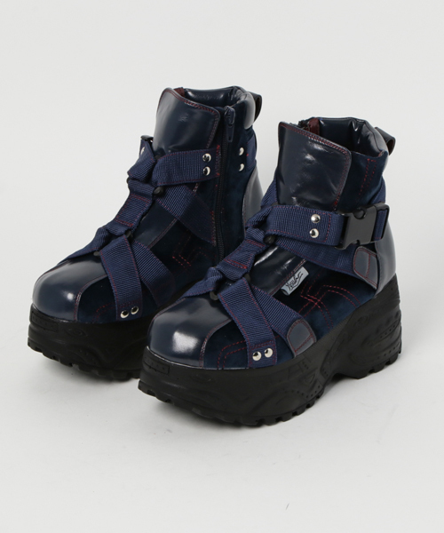 YOSUKE（ヨースケ）の「「YOSUKE/ヨースケ」厚底ベルティッドハイカットスニーカー（スニーカー・レディース・ブラック/グレー系その他/ホワイト/ライトブルー/ネイビー/ブラウン系その他/ワイン/マルチ・24/23.5/23/22.5/24.5）」の6枚目の写真