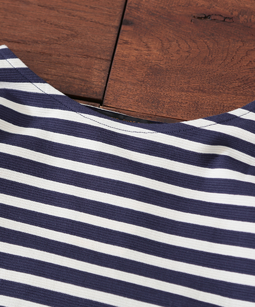 CUBE SUGAR（キューブシュガー）の「リップルボーダー×レース 後ろレースプルオーバー（Tシャツ/カットソー・レディース・ホワイト×ブラック/ホワイト×ブルー/ホワイト×レッド/ホワイト×ネイビー・M）」の11枚目の写真