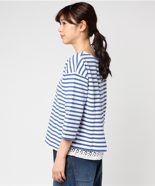 CUBE SUGAR（キューブシュガー）の「リップルボーダー×レース 後ろレースプルオーバー（Tシャツ/カットソー・レディース・ホワイト×ブラック/ホワイト×ブルー/ホワイト×レッド/ホワイト×ネイビー・M）」の19枚目の写真