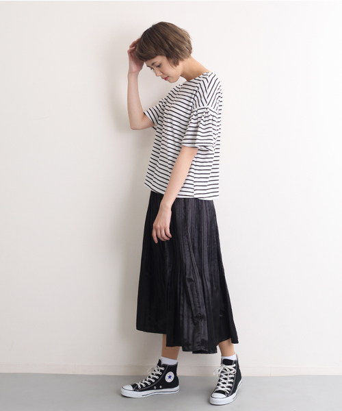 MERLOT（メルロー）の「メタリックプリーツスカート4968（スカート・レディース・ネイビー/イエロー/グリーン/ブラック・FREE）」の11枚目の写真