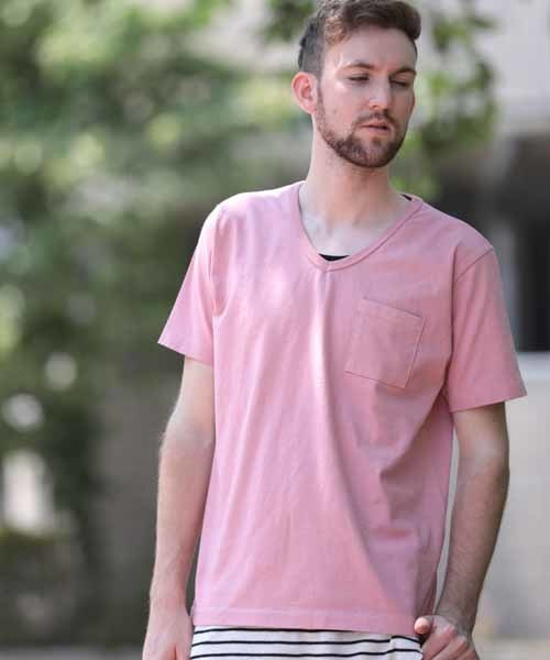 Denime(ドゥニーム)の「【MadeInJapan】BASIC CUTSEW/ベーシックカットソーVネックポケT(Tシャツ/カットソー・メンズ・ホワイト/杢グレー/ブラック/ライトブラウン/ピンク/ネイビー/カーキ・SMALL/X-LARGE/LARGE/MEDIUM)」の7枚目の写真