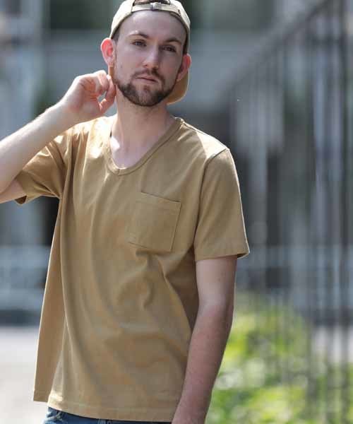 Denime(ドゥニーム)の「【MadeInJapan】BASIC CUTSEW/ベーシックカットソーVネックポケT(Tシャツ/カットソー・メンズ・ホワイト/杢グレー/ブラック/ライトブラウン/ピンク/ネイビー/カーキ・SMALL/X-LARGE/LARGE/MEDIUM)」の4枚目の写真