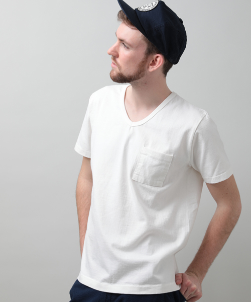 Denime(ドゥニーム)の「【MadeInJapan】BASIC CUTSEW/ベーシックカットソーVネックポケT(Tシャツ/カットソー・メンズ・ホワイト/杢グレー/ブラック/ライトブラウン/ピンク/ネイビー/カーキ・SMALL/X-LARGE/LARGE/MEDIUM)」の15枚目の写真