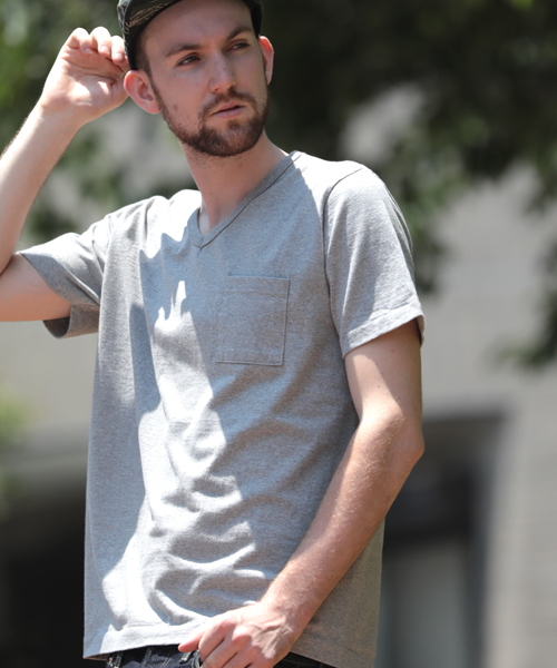 Denime(ドゥニーム)の「【MadeInJapan】BASIC CUTSEW/ベーシックカットソーVネックポケT(Tシャツ/カットソー・メンズ・ホワイト/杢グレー/ブラック/ライトブラウン/ピンク/ネイビー/カーキ・SMALL/X-LARGE/LARGE/MEDIUM)」の18枚目の写真