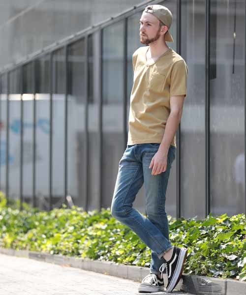 Denime(ドゥニーム)の「【MadeInJapan】BASIC CUTSEW/ベーシックカットソーVネックポケT(Tシャツ/カットソー・メンズ・ホワイト/杢グレー/ブラック/ライトブラウン/ピンク/ネイビー/カーキ・SMALL/X-LARGE/LARGE/MEDIUM)」の20枚目の写真