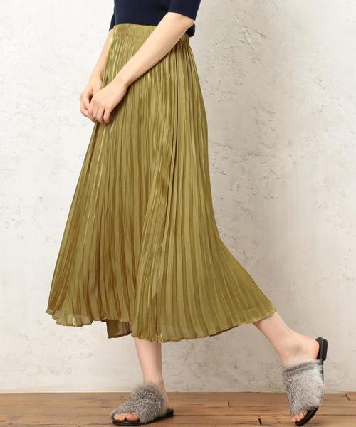 green label relaxing（グリーンレーベルリラクシング）の「■■■KF ピカピカ プリーツスカート ◆（スカート・レディース・ブラック/イエロー/オレンジ・FREE）」の3枚目の写真