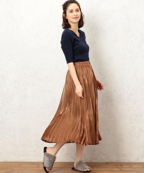 green label relaxing（グリーンレーベルリラクシング）の「■■■KF ピカピカ プリーツスカート ◆（スカート・レディース・ブラック/イエロー/オレンジ・FREE）」の12枚目の写真