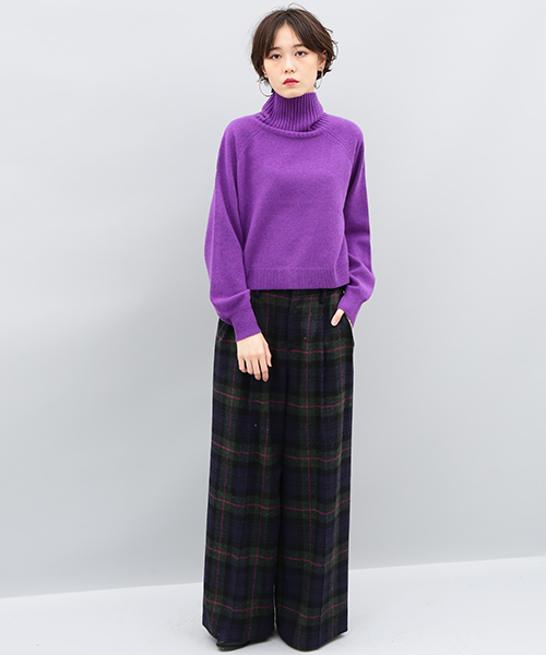 セール】ウールクロップドタートルニットプルオーバー（ニット