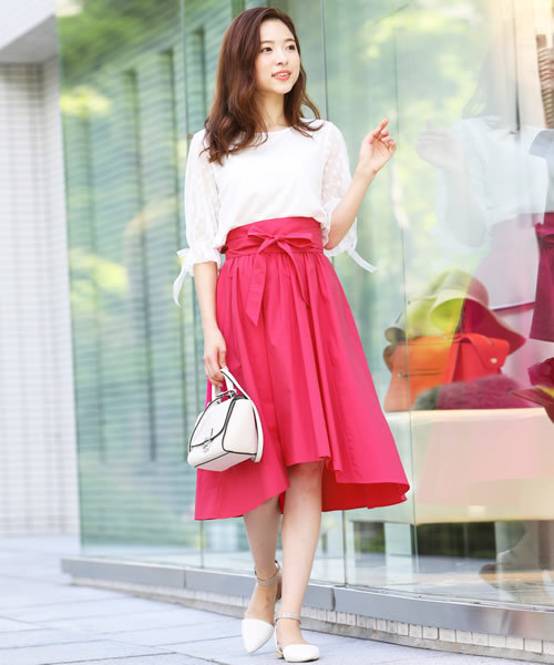 QUEENS COURT（クイーンズコート）の「【セットアップ対象】ウエストリボンスカート（スカート・レディース・ブラウン/イエロー/レッド/ピンク・S/M/SS）」の14枚目の写真