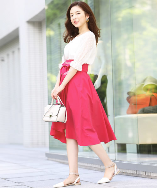 QUEENS COURT（クイーンズコート）の「【セットアップ対象】ウエストリボンスカート（スカート・レディース・ブラウン/イエロー/レッド/ピンク・S/M/SS）」の15枚目の写真