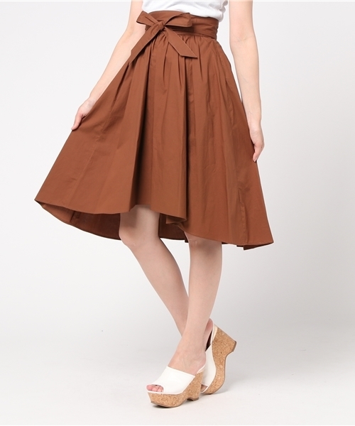 QUEENS COURT（クイーンズコート）の「【セットアップ対象】ウエストリボンスカート（スカート・レディース・ブラウン/イエロー/レッド/ピンク・S/M/SS）」の2枚目の写真
