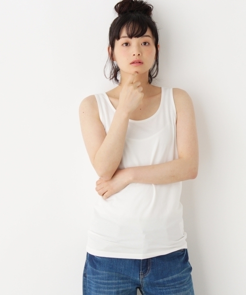 grove(グローブ)の「◆ベーシックタンクトップ(タンクトップ・レディース・オフホワイト/ブルー/グリーン/レッド/ブラック/グリーン系1/ネイビー/ネイビー系1・03/02)」の2枚目の写真