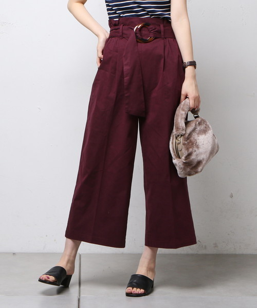 natural couture(ナチュラルクチュール)の「べっ甲ベルトチノパンツ(チノパンツ・レディース・ベージュ/ネイビー/パープル・FREE)」の1枚目の写真