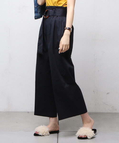 natural couture(ナチュラルクチュール)の「べっ甲ベルトチノパンツ(チノパンツ・レディース・ベージュ/ネイビー/パープル・FREE)」の3枚目の写真