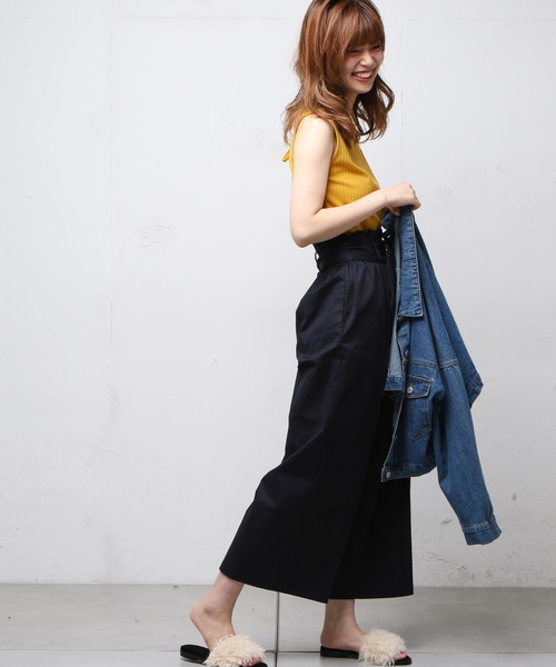 natural couture(ナチュラルクチュール)の「べっ甲ベルトチノパンツ(チノパンツ・レディース・ベージュ/ネイビー/パープル・FREE)」の7枚目の写真