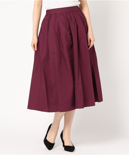 Te chichi TERRASSE（テチチテラス）の「タイプライター　ギャザーミディスカート（スカート・レディース・ブラウン/グリーン/ネイビー/プラム/ボルドー・ﾌﾘ-）」の5枚目の写真