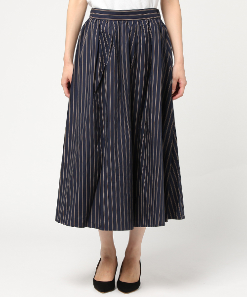 Te chichi TERRASSE（テチチテラス）の「タイプライター　ギャザーミディスカート（スカート・レディース・ブラウン/グリーン/ネイビー/プラム/ボルドー・ﾌﾘ-）」の6枚目の写真