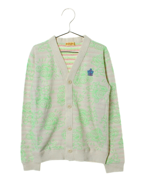 HYSTERIC MINI(ヒステリックミニ)の「Graffiti borderPop Mini Vネックカーディガン (カーディガン/ボレロ・キッズ・オフホワイト/ネイビー・130/140)」の1枚目の写真