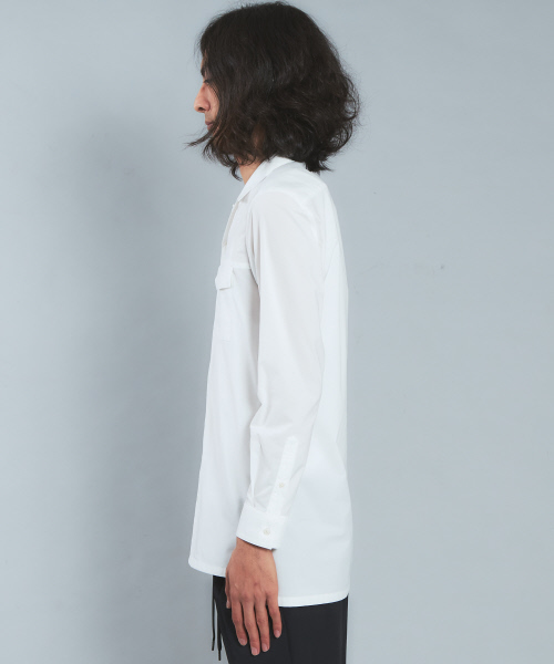 5351 POUR LES HOMMES（ゴーサンゴーイチプールオム）の「エアータフタオープンカラーロングシャツ（シャツ/ブラウス・メンズ・ホワイト/ブラック・44/46/48）」の4枚目の写真