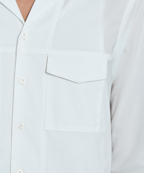5351 POUR LES HOMMES（ゴーサンゴーイチプールオム）の「エアータフタオープンカラーロングシャツ（シャツ/ブラウス・メンズ・ホワイト/ブラック・44/46/48）」の7枚目の写真