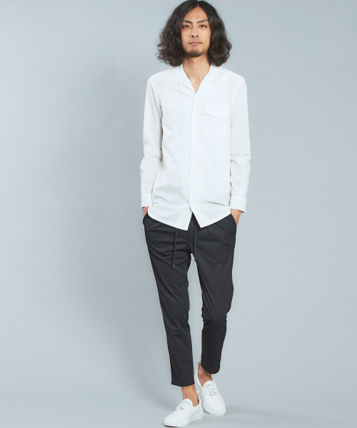 5351 POUR LES HOMMES（ゴーサンゴーイチプールオム）の「エアータフタオープンカラーロングシャツ（シャツ/ブラウス・メンズ・ホワイト/ブラック・44/46/48）」の13枚目の写真