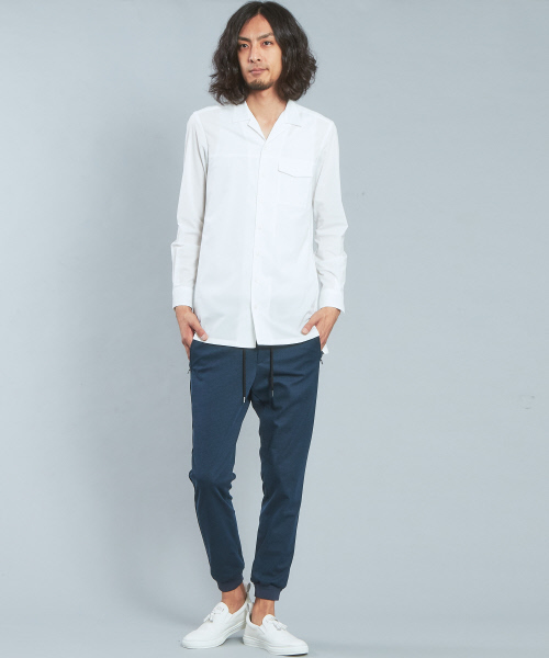 5351 POUR LES HOMMES（ゴーサンゴーイチプールオム）の「エアータフタオープンカラーロングシャツ（シャツ/ブラウス・メンズ・ホワイト/ブラック・44/46/48）」の17枚目の写真