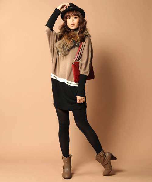 INTERPLANET WINGS(インタープラネットウィング)の「バイカラーファスナーPK付ニットワンピース(ワンピース・レディース・ブラック/ベージュ/ブラック系その他/ブルー系その他/ボルドー/ピンク/マスタード・FREE)」の16枚目の写真