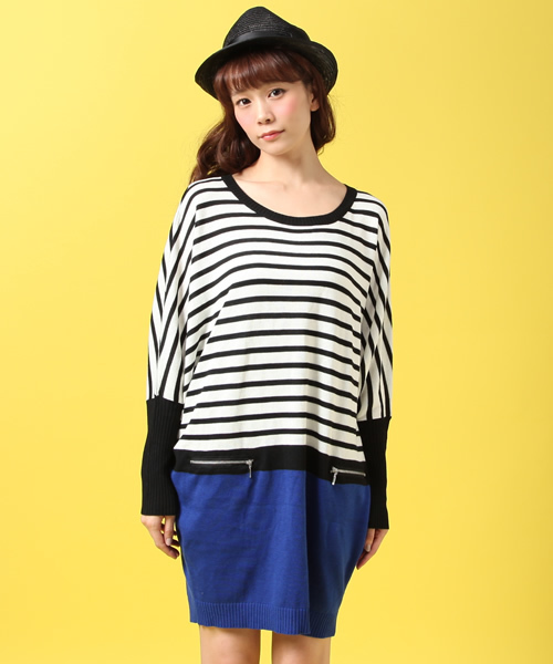 INTERPLANET WINGS(インタープラネットウィング)の「バイカラーファスナーPK付ニットワンピース(ワンピース・レディース・ブラック/ベージュ/ブラック系その他/ブルー系その他/ボルドー/ピンク/マスタード・FREE)」の11枚目の写真