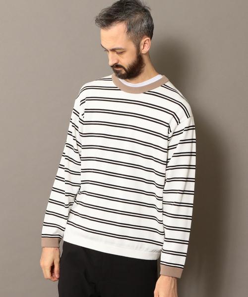 BEAUTY&YOUTH UNITED ARROWS(ビューティーアンドユースユナイテッドアローズ)の「BY ワイドボーダー ウォッシャブル ニット ◆(ニット/セーター・メンズ・ケリー/ロイヤルブルー/ホワイト・X-LARGE/LARGE/MEDIUM/SMALL)」の2枚目の写真