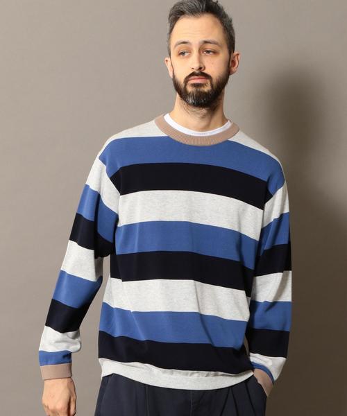 BEAUTY&YOUTH UNITED ARROWS(ビューティーアンドユースユナイテッドアローズ)の「BY ワイドボーダー ウォッシャブル ニット ◆(ニット/セーター・メンズ・ケリー/ロイヤルブルー/ホワイト・X-LARGE/LARGE/MEDIUM/SMALL)」の1枚目の写真