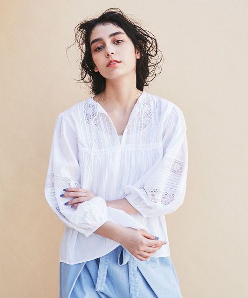 NE QUITTEZ PAS!（ヌキテパ）の「ne Quittez pas/フロントリボンブラウス（シャツ/ブラウス・レディース・ホワイト/ネイビー・FREE）」の2枚目の写真